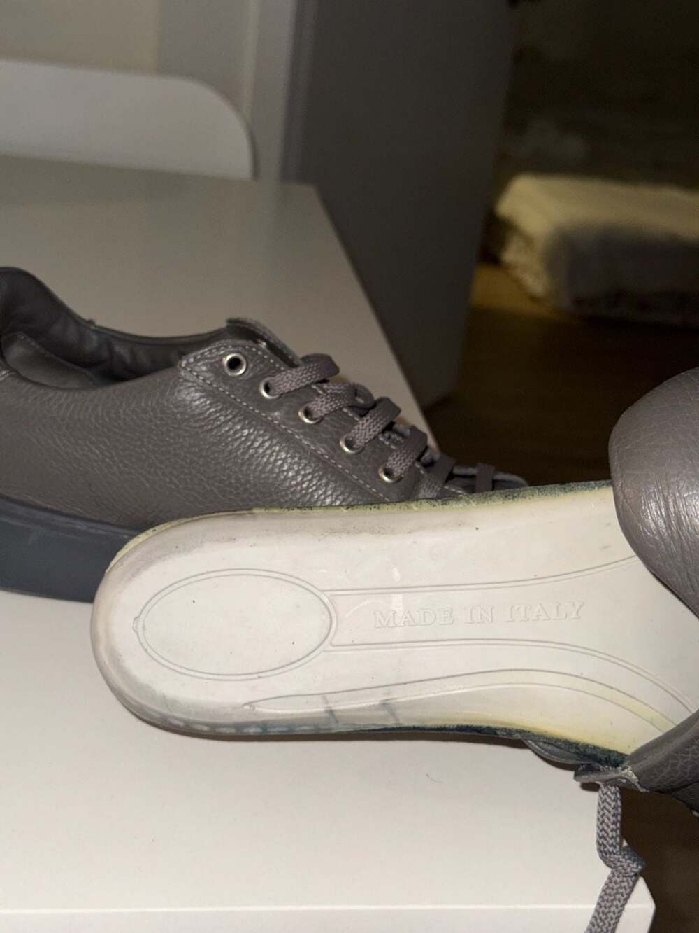 Philipp Plein Gray Hexagon Logo Nappa Leather Lo-Top Sneakers - Picture 7 of 7